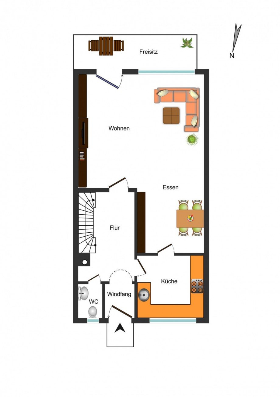 Grundriss Erdgeschoss Reihenendhaus Mannheim