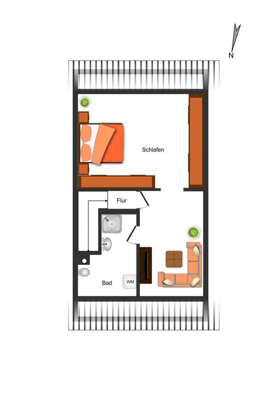 Grundriss Dachgeschoss Reihenendhaus Mannheim