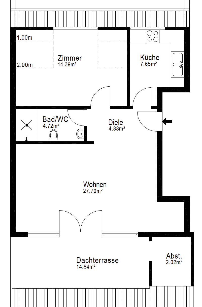 Grundriss Dachgeschosswohnung Plankstadt