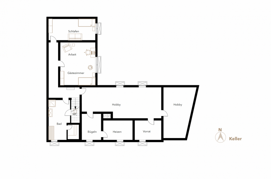 Kellergeschoss Bungalow Schwetzingen
