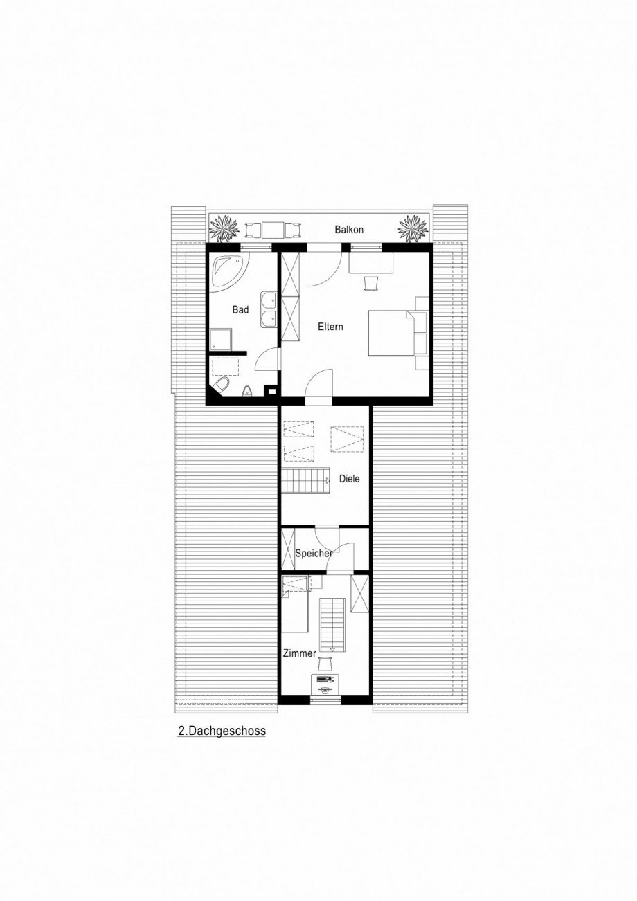 Grundriss 2. Dachgeschoss Maisonettewohnung Mannheim