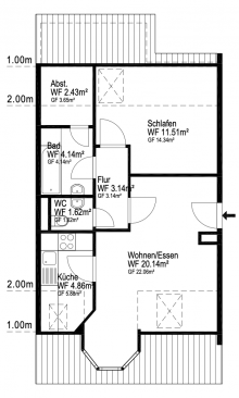 Grundriss �ber den D�chern in Seen�he - charmante DG-Wohnung mit Erker
