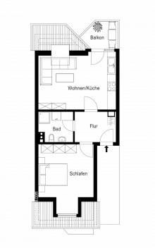 Grundriss Sofort bezugsfertig - Charmante 2-Zimmer-Dachgeschosswohnung mit Stil