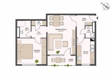 Grundriss Attraktive 2-Zimmer-Wohnung mit Loggia und Aussenstellplatz