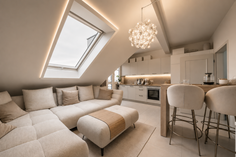 Wohnen/K�che Visualisierung Mannheim Dachgeschosswohnung Sofort bezugsfertig - Charmante 2-Zimmer-Dachgeschosswohnung mit Stil