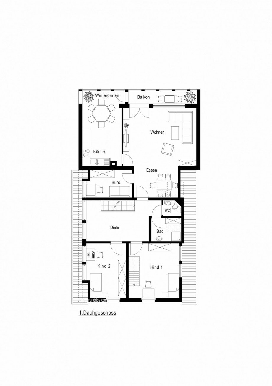 Grundriss 1. Dachgeschoss Maisonettewohnung Mannheim
