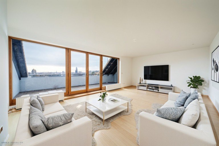 Wohnzimmer Visualisierung Plankstadt Dachgeschosswohnung Wohnen mit Weitblick