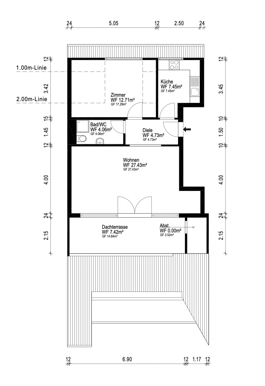 Grundriss Dachgeschosswohnung Plankstadt