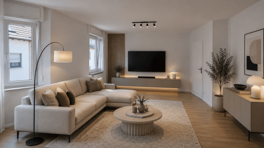 Wohnzimmer-OG -Visualisierung Zweifamilienhaus Hockenheim